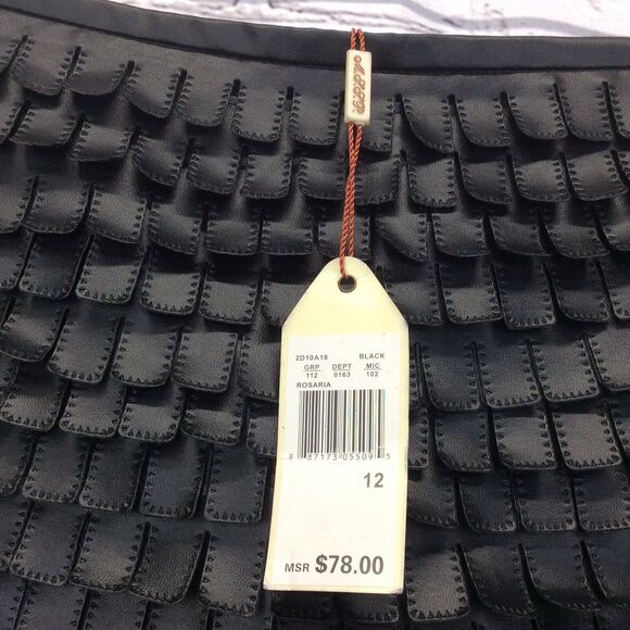 MSSP Max Studio Specialty Products Tiered Mini Skirt Size 12 Black Vegan Leather - Picture 6 of 12